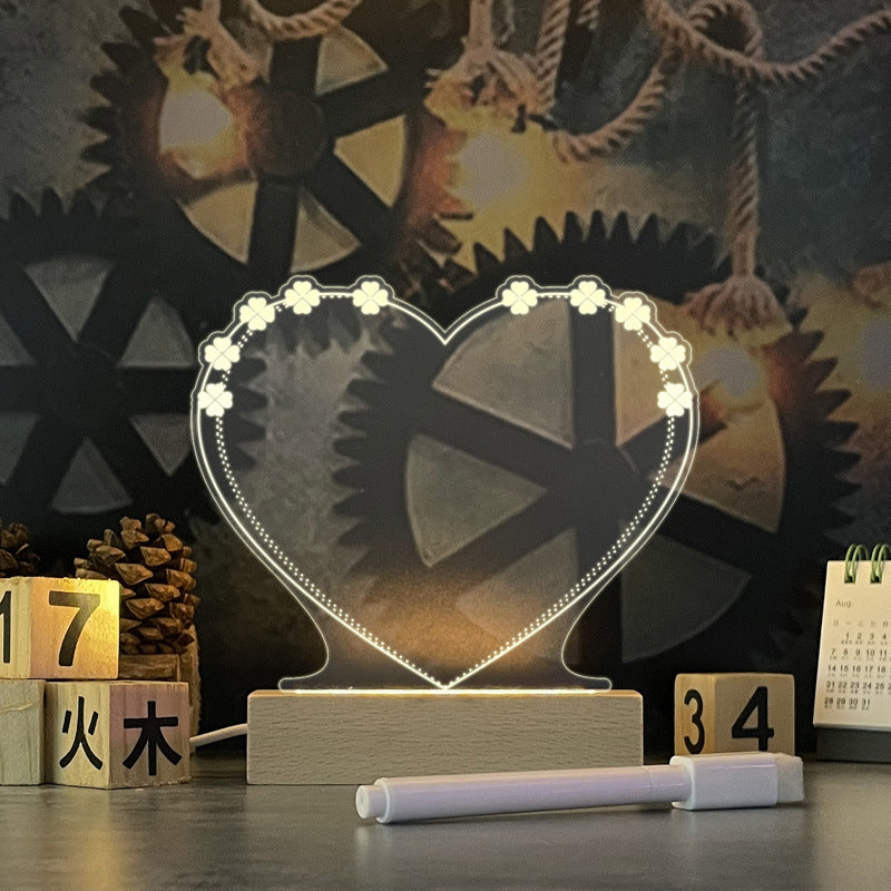 Tableau de notes créatif Veilleuse à Led USB avec stylo, Décoration lampe de nuit