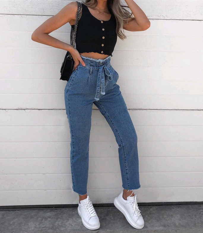 Jeans Flowerbed Taille Haute Femmes