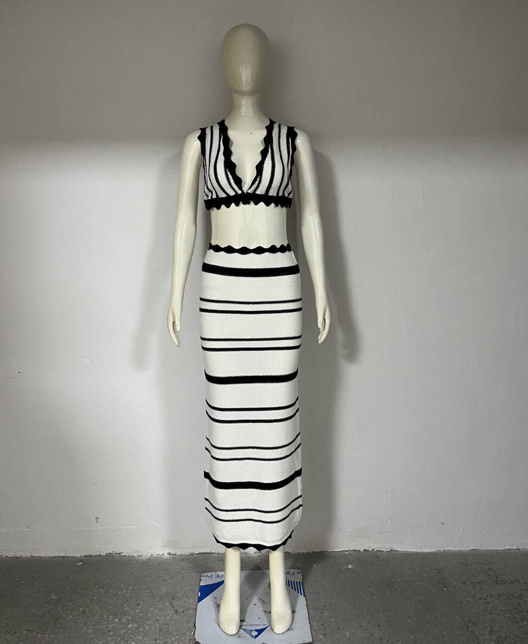 2 pcs rayé Y2K longue robe