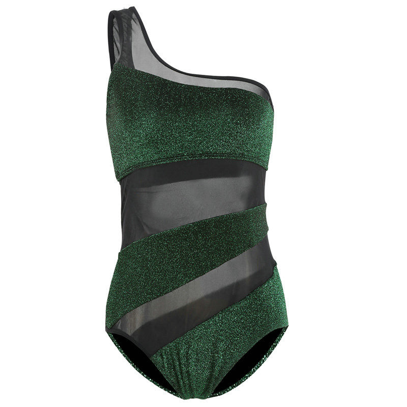 Maillot de bain en maille à une épaule