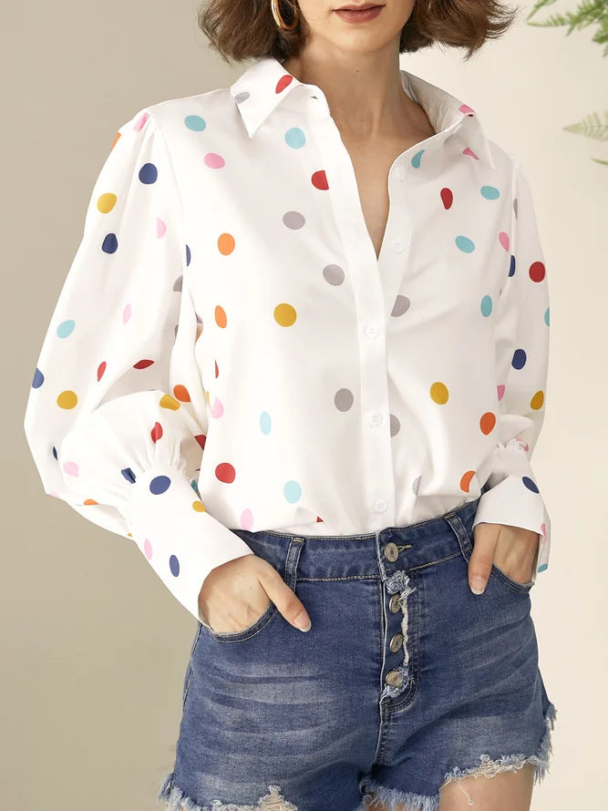 Chemise d'été imprimée à manches lanternes