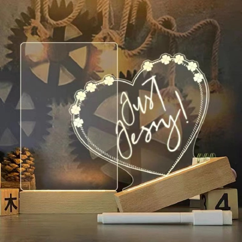 Tableau de notes créatif Veilleuse à Led USB avec stylo, Décoration lampe de nuit