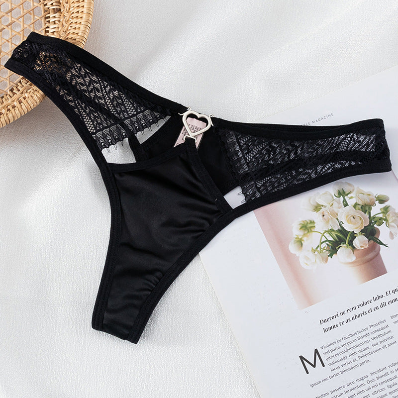 Culotte taille basse en dentelle légère et douce en forme de T