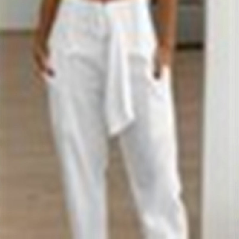 Pantalon décontracté à taille haute, droit et fuselé,