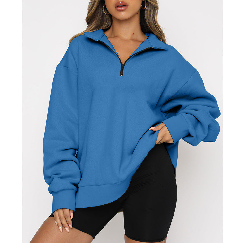 Sweatshirts Zip Col rabattu Loose