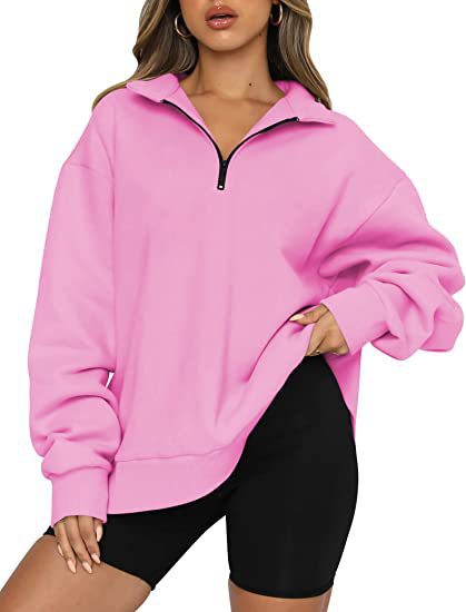 Sweatshirts Zip Col rabattu Loose