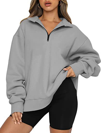 Sweatshirts Zip Col rabattu Loose